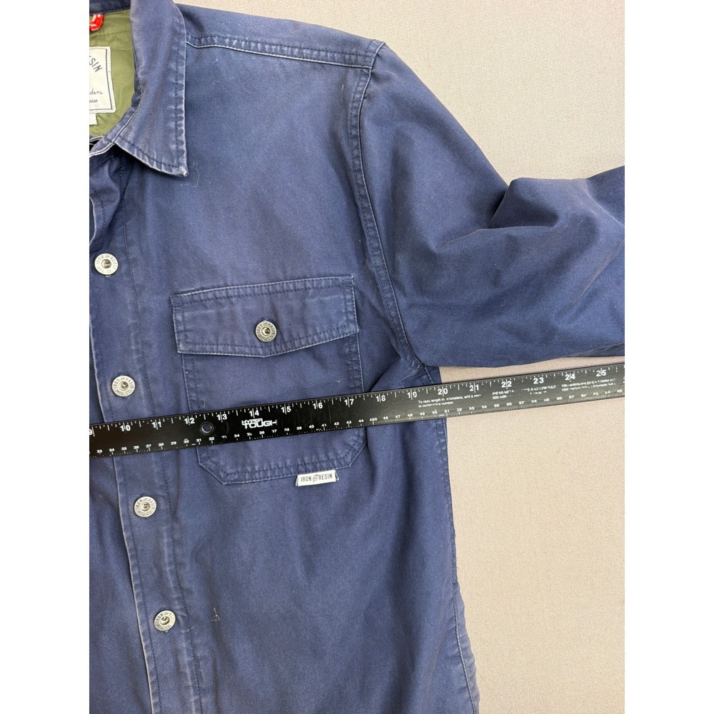 Iron and Resin Freedom Riders Navy Blue Canvas Quilted Lined Shirt Jacket Mens M - Picture 5 of 7
